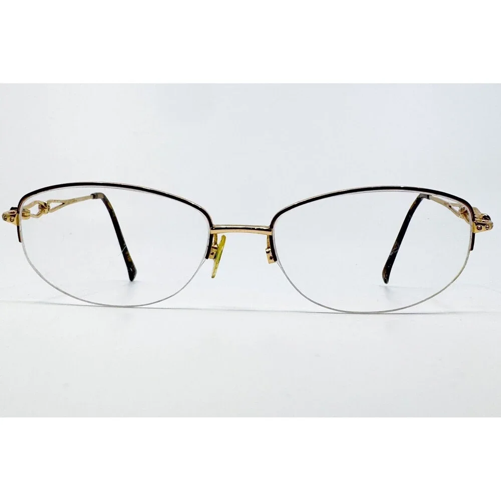 Tura Eyeglasses Frames Womens Gold Brown Semi Rimless R228 BRN 58-18-150